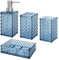 Bathroom Accessories Set, 4 Pcs Bathroom Decor Bathroom Sets Accessories, Diamond Soap Dispenser, Bathroom Tumbler, Soap Dish and Toothbrush Holder Set, Boho Bathroom Decor Blue