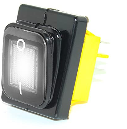 MFUPR Interruptor de Palanca KCD4 T85 220V 30A Resistente Rojo Azul Verde IP68 Impermeable led 4 Pines Encendido Apagado Interruptor basculante congelado Marino(White,220v)