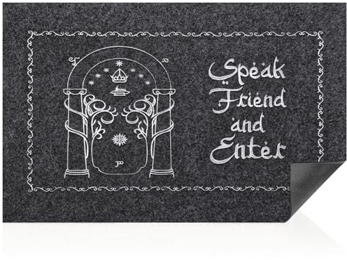 AAZZKANG Speak Friend and Enter Welcome Mat Funny Indoor Outdoor Doormat with Non Slip Ultra Absorb Mud Entrance Mats for Front Door Outside Inside