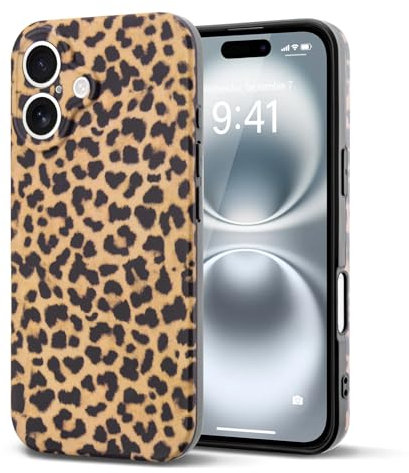 Teageo Leopard Handyhülle für iPhone 16, Mädchen Klassisch Leopardenmuster Handyhülle TPU Silikon Anti-Drop Kameraschutz Schutzhülle Bumper für iPhone 16, Retro Leopard