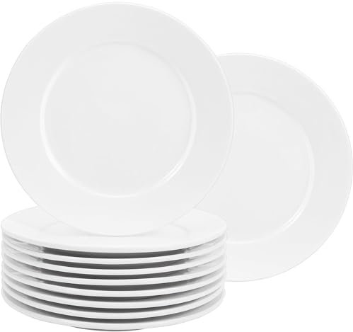 EOGRFW 8 Stück Dessertteller aus Porzellan, 25 cm Weiße Salatteller, Porzellan Teller für Haushalt Vorspeise Salat Frühstück Kuchen, Spülmaschinenfest & Mikrowellengeeignet
