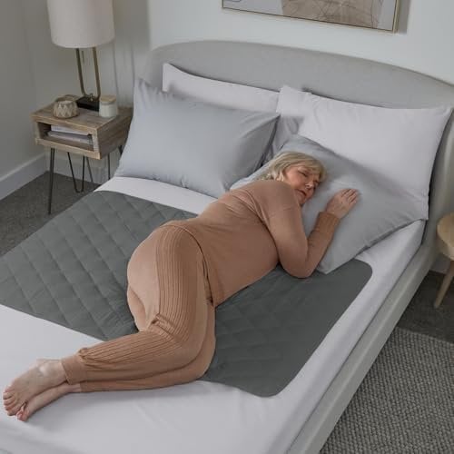 Waterproof bed pad by GuardedSleep | Premium quality washable bed wetting sheet for adults or children with incontinence | Suitable for double and single size beds | Slip resistant (2, Grey)