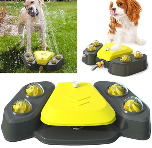 Hundes prinkler draußen, großer, durch Pfoten aktivierter Hundetrinkbrunnen mit einstellbarem Sprühnebel, einfach zu verwendendes Haustier-Wasserspielzeug, for spielerischen Trinken Garten.(Gray)