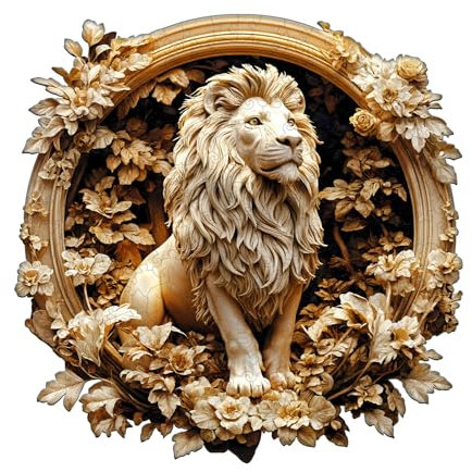 KaayeeWood Wooden Jigsaw Puzzles-200 Pieces Forest lion Unique Shape Wooden Puzzles for Adults, Challenge Wood Puzzles with Wood Box, Birthday Gifts for Family Friend(11.4 * 11.4in)