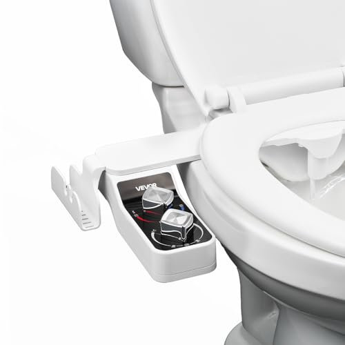 VEVOR Bidet Attachment for Toilet, Hot & Cold Non-Electric Water Sprayer - Dual Retractable Nozzles, Adjustable Water Pressure, 0.3’’ Ultra Thin Bidet Toilet Seat Attachment for Rear and Feminine Wash