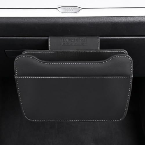 Qirc Poubelle de voiture en cuir synthétique pour boîte à gants passager, poubelle à suspendre, étanche, pliable, accessoires d'intérieur polyvalents pour VUS, camion, camping-car, camping (noir)