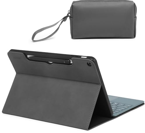 HYZUO Schutzhülle für Surface Pro 12 Zoll (2025), Mehrwinkelbetrachtung Folio Ständer, Unterstützt Magnetisches Laden für Stylus, Kompatibel mit Type Cover Tastatur, Weltraumgrau