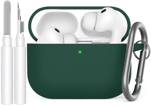 AhaStyle Hülle für AirPods Pro 3 (2025) mit Reinigungsstift | Kabelloses Laden, Mit Handschlaufe/Karabiner, Premium-Silikon, Rundumschutz, Stoßfest, Apple AirPods Pro 3 Zubehör