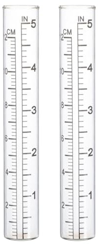 DOITOOL Regenmesser Ersatzglas 2er Set, Glasrohre 14 cm für Garten & Beet | 2 transparente Ersatzgläser, ca. 14 x 2,2 cm mit cm-/inch-Skala, für kompatible Garten-Regenmesser und Niederschlagsmesser