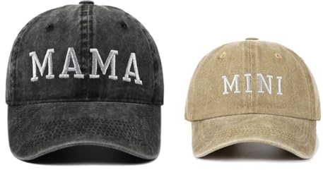 GreatRise Lustige Bestickte Baumwolle Baseballkappe Set Mama Daddy Mini Eltern-Kind-Mütze Verstellbare Sonnenschutz Basecap Passende Familienmütze Sommermütze für Sommer Sport