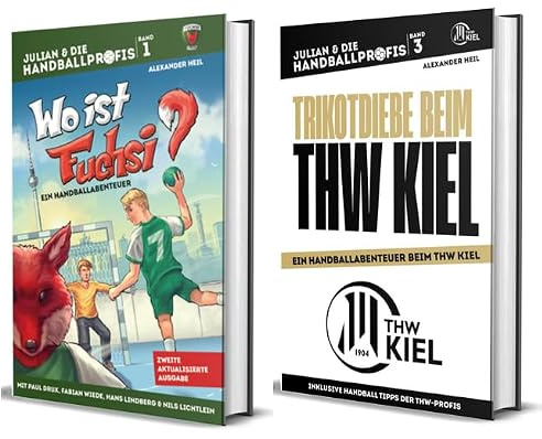 JULIAN & DIE HANDBALLPROFIS / Handball Kinderbuch Band 1 und Band 3/ Wo ist Fuchsi? / Trikotdiebe beim THW Kiel - Buch Set - Füchse Berlin - THW KIEL