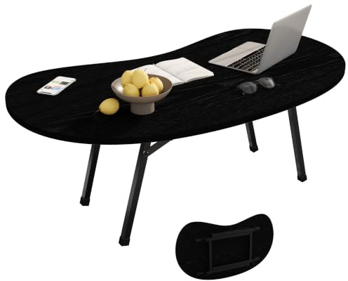 Faltbarer Couchtisch,Mid Century Modern Couchtisch Wohnzimmer Tische,Oval Center Tisch,Kleine Faltbare Couchtische Tragbarer Tisch für kleine Räume,Wohnzimmer,Schlafzimmer,Einfache Montage,Schwarz