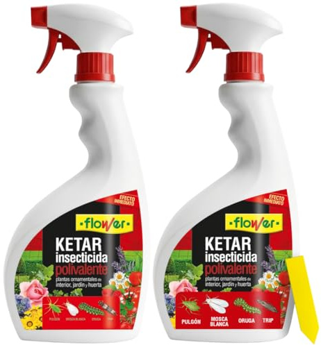 Flower x2 Insecticida Polivalente Pulgon, Mosca Blanca, Orugas, Cochinilla 750 ml | 21 Dias Proteccion Anti Insectos | Efecto Choque Interior y Exterior | Listo Usar | Todo Tipo Plantas y Cultivos