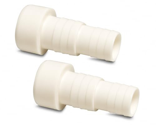2 Stück Schlauchtülle ABS 50 mm x 32-38 mm, Stutzen x Schlauchtülle, 10 bar, Weiß, Schlauchverbinder für Pool, Bewässerung und Wassertechnik (2er - Set)