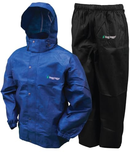 FROGG TOGGS Men's Standard Classic All-Sport 3-Layer Waterproof Breathable Rain Suit, Royal Blue/Black, Medium