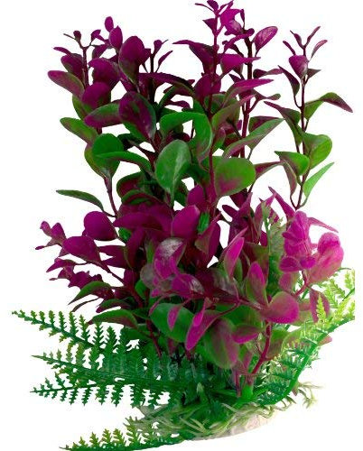 Purple Plastic Aquarium Plant with Weighted Base 14-17cm (7 Inch) Tall, Aquascaping Plants Artificial Plastic Fish Tank Plants Decoration Ornament for All Fish