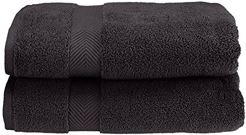 SUPERIOR Zero Twist 100% Cotton Bath Towels, Super Soft, Fluffy and Absorbent, Premium Quality Oversized Bath Towel Set of 2, Black