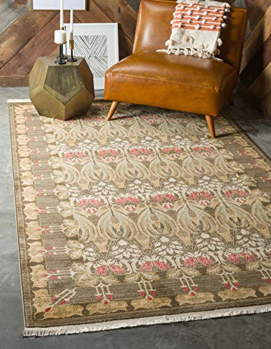 Unique Loom Edinburgh Collection Area Rug - Canmore (5' 1 x 8' Rectangle, Brown/ Light Blue)