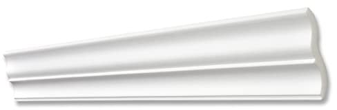 DECOSA Zierprofil ST60 - Edle Stuckleiste in Weiß - 40 Leisten à 2 m Länge = 80 m - Zierleiste aus Styropor 65 x 60 mm - Für Decke oder Wand