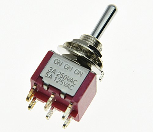 5 interruptores Salecom pequeños tipo DPDT de 6 clavijas y 3 posiciones, ideales para guitarras, coches, barcos