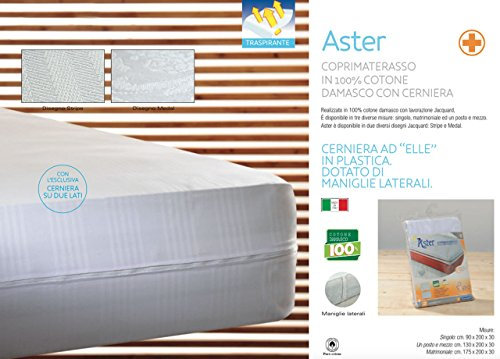 BIANCHERIAWEB Coprimaterasso Aster con Cerniera E Maniglie Laterali Singolo Fasciato
