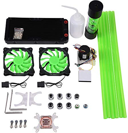 Vbestlife Kit de enfriamiento de Agua de Bricolaje 240 mm, Kit de Enfriador de CPU líquido Todo en CPU de refrigerador de Bricolaje con disipador térmico de Ventilador LED