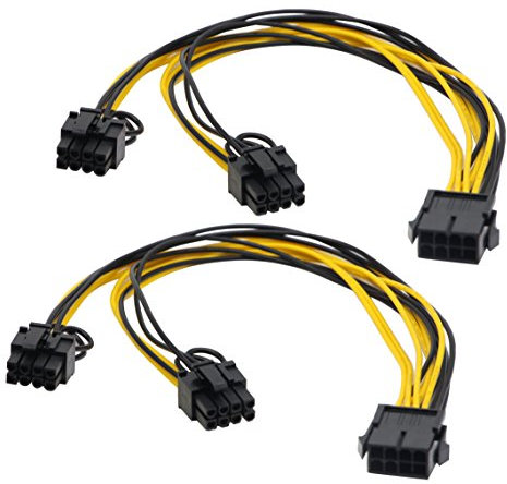 zdyCGTime 2 Pezzi 8PIN PCI-E PCI Express Graphics Scheda Video GPU VGA Femmina 8 Pin a Dual 8PIN (6 + 2) Pin PCI-E Maschio sdoppiatore Cavo di Alimentazione 8 Pin Molex GPU per Scheda Grafica BTC