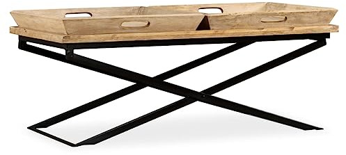 vidaXL Couchtisch Mangoholz Massiv Beistelltisch Wohnzimmertisch Kaffeetisch