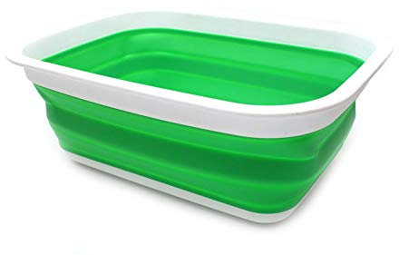 SAMMART 9,2 l Faltbare Wanne – tragbarer Picknickkorb für den Außenbereich – Faltbare Einkaufstasche – platzsparender Aufbewahrungsbehälter (Grün)