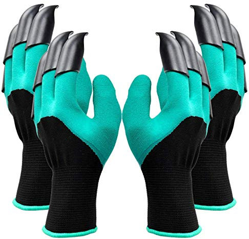 2 Paar Garden Handschuhe mit Krallen-8 Klauen-Wasserdichte Gartenhandschuhe zum Graben und Pflanzen-Beste Gartengeschenke für Damen und Herren (Grün)