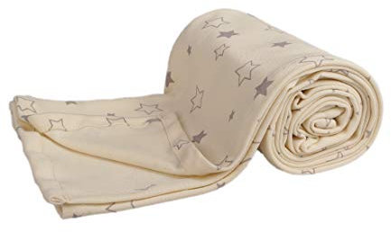 Kaarsgaren Baby und Kinder Bio-Baumwoll-Decke für den Sommer, Kuscheldecke für Jungen und Mädchen, Kinderwagendecke, Babydecke, Erstlingsdecke, Sommerdecke (Grau Sterne, 70 x 100 cm)