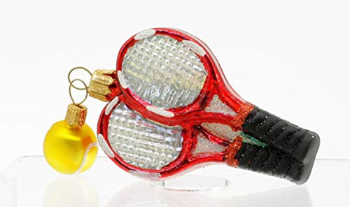 condecoro Tennisschläger Christbaumschmuck - Gold, Silber - Handgefertigt, Unikat - Weihnachten