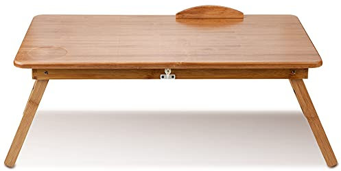 Soporte de bambú Ajustable para computadora portátil, Mesa de Cama Plegable, Mesa de computadora pequeña, Soporte de Bandeja de Lectura Plegable para Escritorio de sofá Cama (50x30cm)