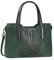 OBC Made IN Italy Damen Echt Leder Tasche Kroko-Prägung Business Shopper Schultertasche Handtasche Ledertasche Umhängetasche Wildleder Dunkelgrün