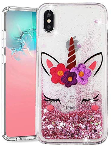 Paillette Liquide Coque pour Samsung Galaxy A40, 3D Glitter Brillant Sable Mouvant Étui Souple Transparente Silicone TPU Gel Antichoc Housse de Protection pour Galaxy A40,XY Unicorn