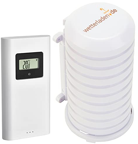 TFA Dostmann Temperatur-Sender mit Display, Aussensender, für Funk-Wetterstation Horizon 35.1155.01 (weiss mit JM Schutzgehäuse)