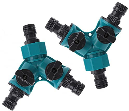 Dajiaxingxing 2 Pcs Garden Tap Hose Connectors Splitters Y Type Water Diverter Valve 2 Way Plumbing Fittings Hozelock Connector for Washing Machine Hose Connector Water Pipe