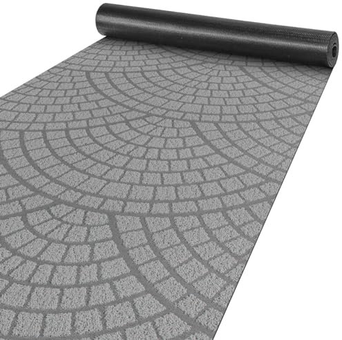 ANRO Teppich Läufer Küchenläufer Küchenteppich Läufer Flur Teppich Velours rutschfest waschbar für Flur, Schlafzimmer, Wohnzimmer, Küche Davis Grau 50 x 180cm