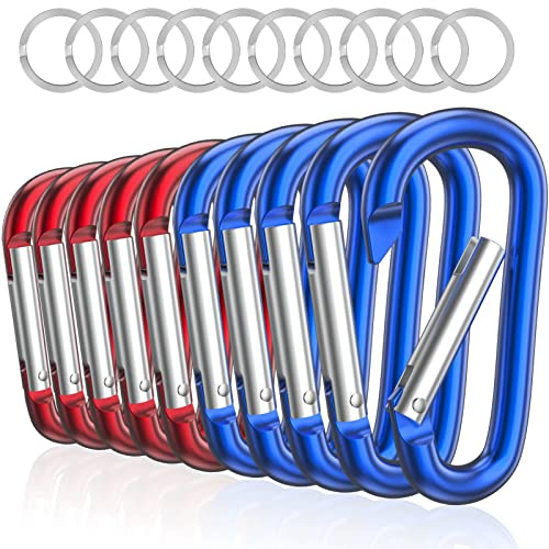 sprookber 3 Aluminium Karabiner D-Ring - karabinerhaken Clips mit Federschnapphaken für Schlüsselanhänger Clip - 10 Stücke