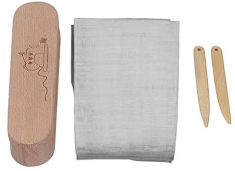 Tailor Clapper Kit, Quilters de Madera Profesional Clapper con Protección de Planchado Malla Hueso Pluma Costura Clapper Herramienta para Planchar Costura Pliegues Modista