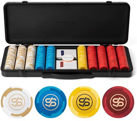SLOWPLAY Godel 14g Ton Pokerchips-Set für Texas Hold’em, 500 STK [ohne Werte] Verfügt über einen hochwertigen Chipkoffer mit besonders robuster Polycarbonat-Schale, Pokerspieler