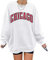 GeGekoko Damen übergroße Sweatshirt CHIGAGO Oversized Langarmshirt Rundhals Pullover Casual Oberteile Tops