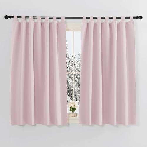 PONY DANCE Tende Cucina con Passanti Termiche Isolanti per Interni 2 Pezzi L 140 x A 145 cm Decorazione Curtains Rosa per Cameretta Bambino Tenda Oscurante