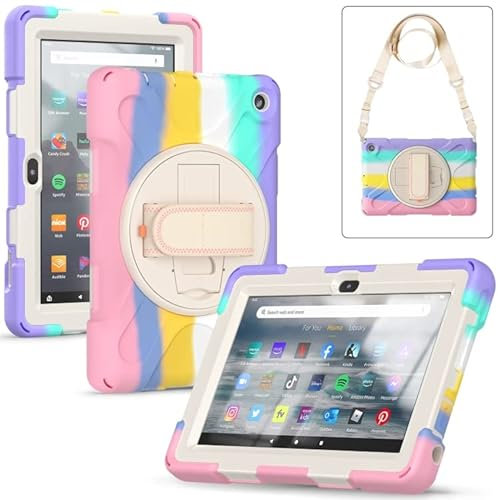 Tablet Accessories For Amazon Kindle Fire 7 2022 Hard PC Soft Silicone Full Body Tablet Case