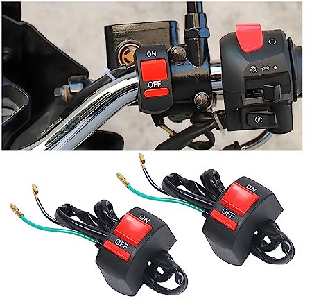 CGEAMDY Motorrad Lenker Schalter, Universal und Wasserdicht Motorrad Lenkerschalter LED-Scheinwerfer Ein/Aus-Schalter mit Taste, für die Meisten Motorräder mit Lenke