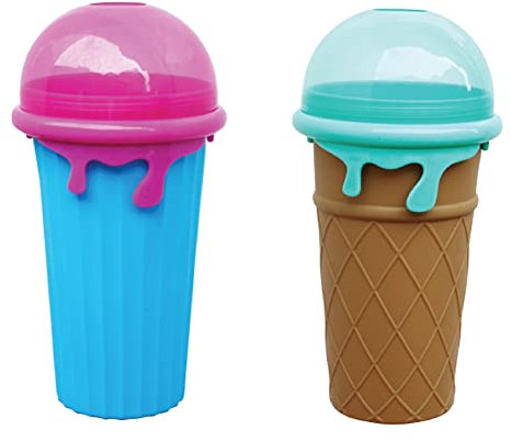 Lot de 2 gobelets Slushy Maker Cup Upgraded 500 ml Tik TOK Slushy Ice Cup Freeze Squeeze Cup Cooling Maker Cup