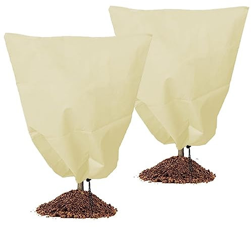 2 Stück Winterschutz für Kübelpflanzen, 120cm*180cm Pflanzen Winterschutz Draußen, 80g/㎡ Winterschutz Olivenbaum with Zip Drawstring, Plant Protection Winter vor Vögeln und Frost (120cm*180cm)