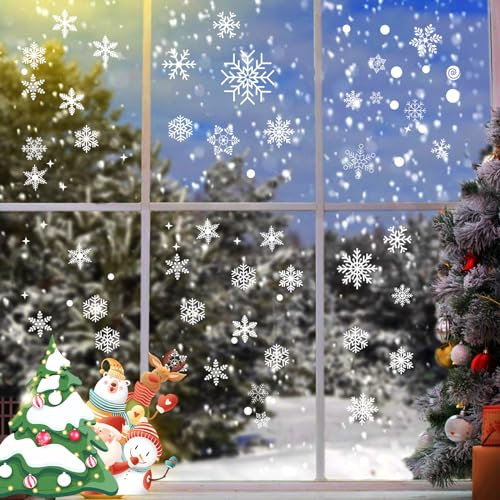 76 Schneeflocken Fensterbilder,Weihnachten Schneeflocken Fensterdeko Weihnachten Fenstersticker Weihnachten Aufkleber Weihnachten Weihnachts Fensterbilder für Fenster Deko Weihnachten