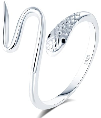 MICGIGI Damen Ring 925er Sterling Silber Offener Ring Schlangen Gestaltung Verstellbarer Ring Finger Ring