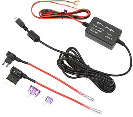 Dash Cam Hardwire Kit, Dash Cam Cable Dashcam Hard Wiring Kit 3.2m Line Length 12V‑30V To 5V Car Dash Camera Power Cord for Detector